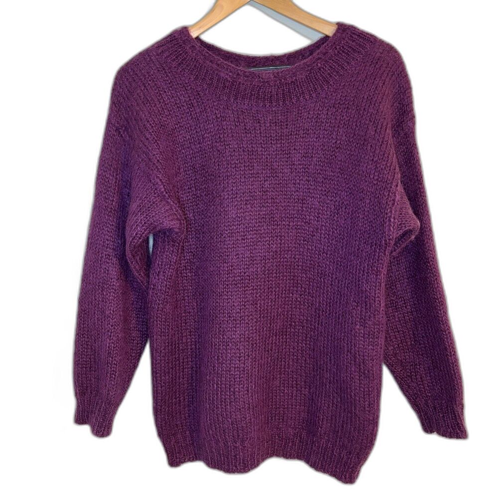 Vintage Rafaella Mohair Wool Sweater Women’s Size M Purple Fuzzy Cottage Core